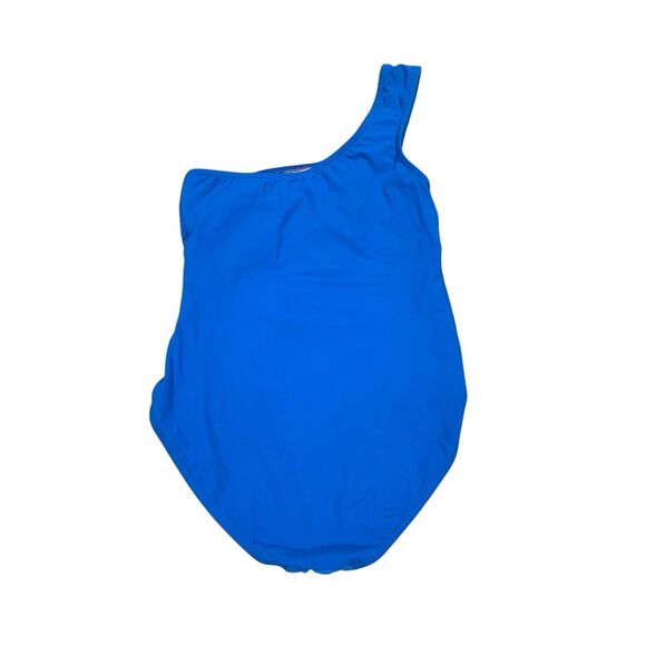 Karla Coletto Womens Blue Colorblock One Shoulder Ruched Swimsuit 6 Beach Cruise - Picture 4 of 5